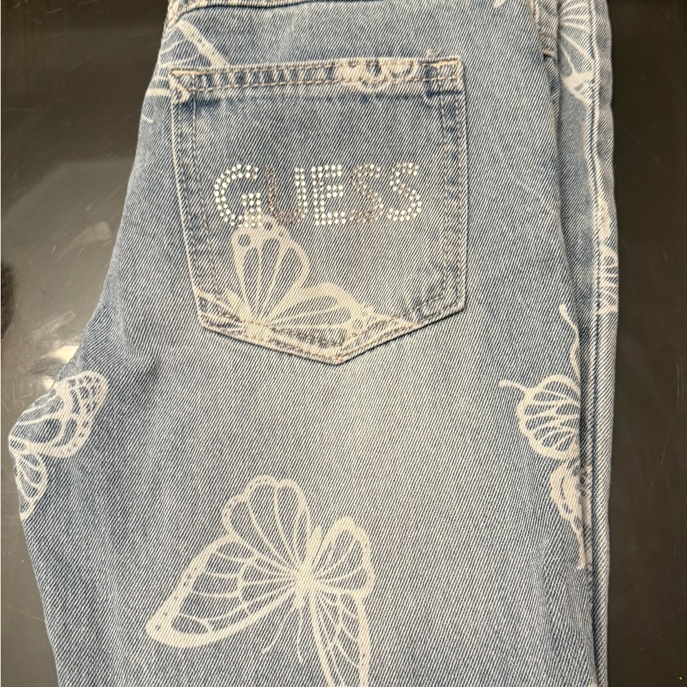 GUESS girls Blue Butterfly Jeans
